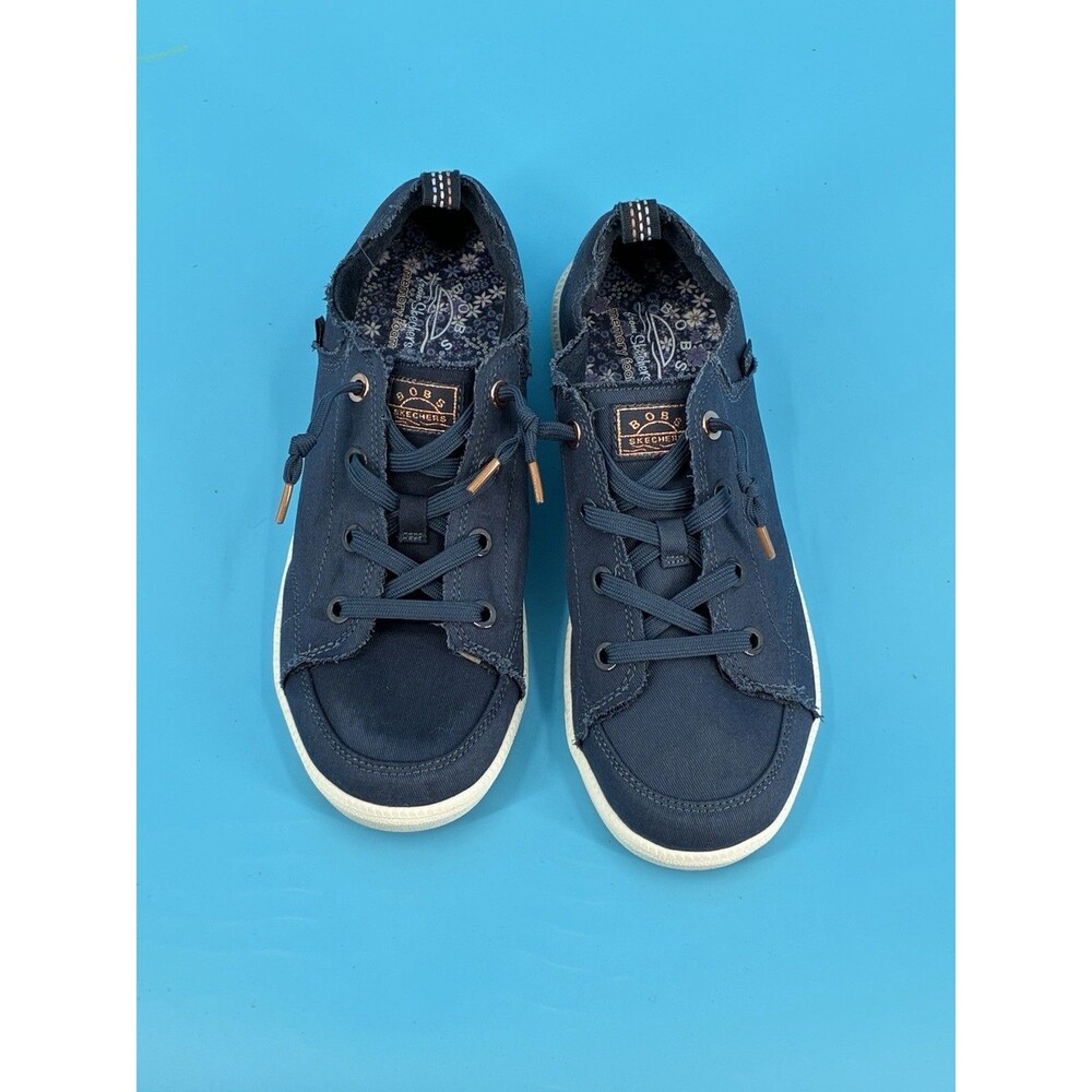 Skechers BOBS B Cute 2.0 Women’s 8.5 Navy Canvas Memory Foam Sneakers - Picture 3 of 7